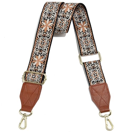 Image of Purse Strap,1.5 inch Leather End Shoulder Strap Adjustable Replacement,Retro Multi-Pattern Crossbody Bag Straps