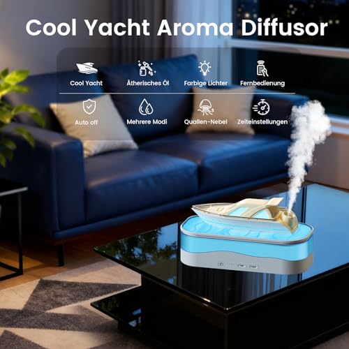 Humidificateur d'air cool yacht diffuseur d'arômes ultrasonique 150 ml avec télécommande - 4