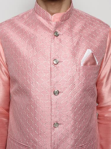 Image of Uri and MacKenzie Men's Silk Blend Kurta Churidar Pyjama with Stylish Nehru Jacket