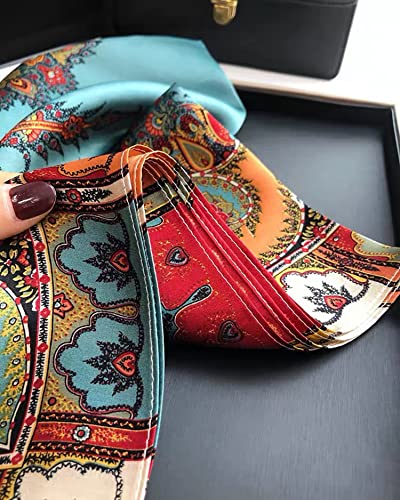 PoeticEHome 100% Pure Mulberry Silk Square Scarf 27"x27" Women Neckerchief Headscarf Gift Packed4