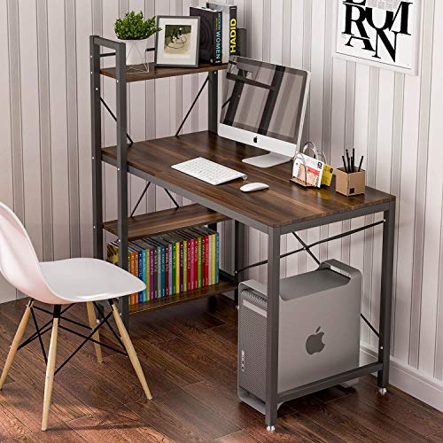 Tower Computer Desk with 4 Tire Shelves - 47.6 inch Writing Study Table