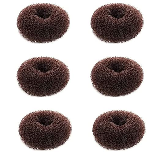 6 pezzi extra piccoli per chignon per bambini, ciambella, calzino, forma per chignon per ragazze, mini modellatore per ciambelle per capelli corti e sottili, di piccole dimensioni, 6, 3 cm, marrone sc
