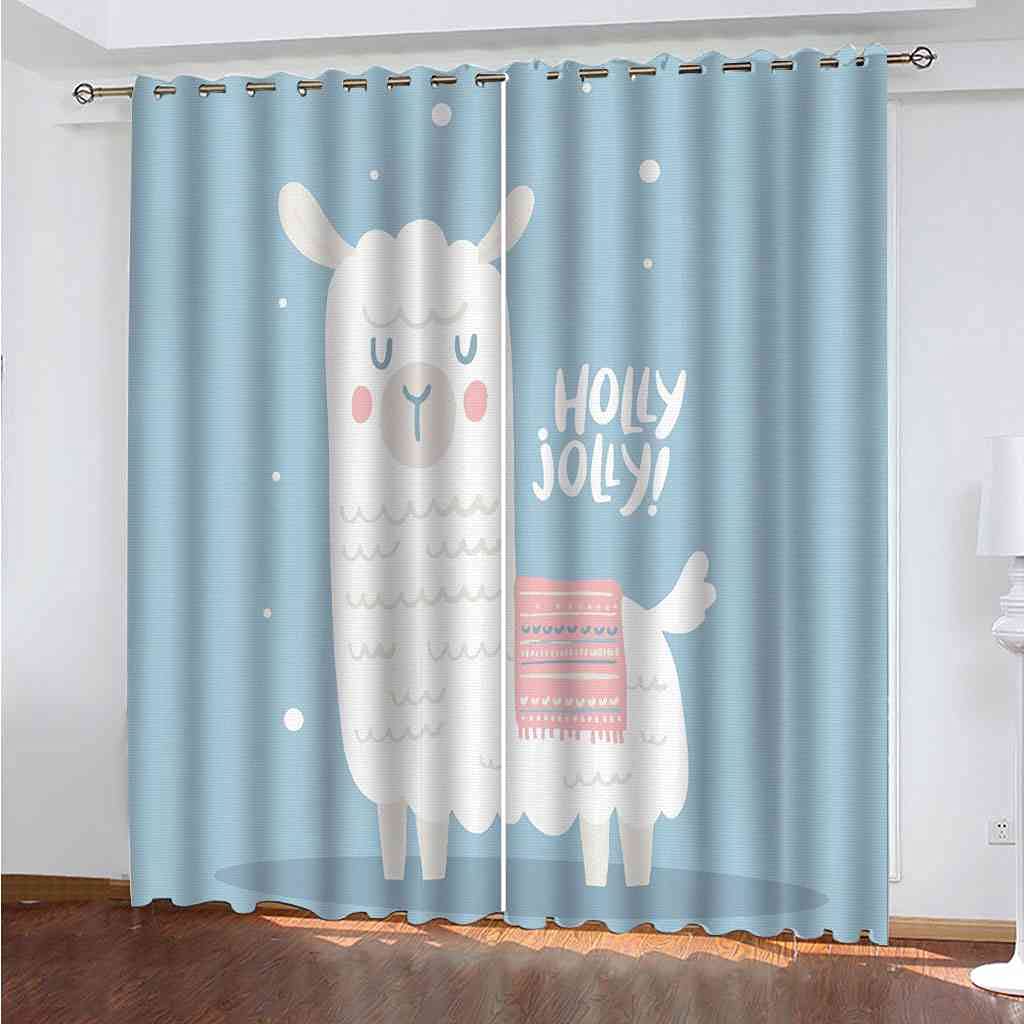 Rideau occultant isolant thermique lourd, double rideaux à oeillets bleu animal 264x160 cm