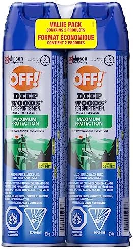 OFF Deep Woods Insect and Mosquito Bug Spray Repellent for Sportsmen, Camping, Safe for Clothing, 230g, 2pk, (Packaging May Vary)