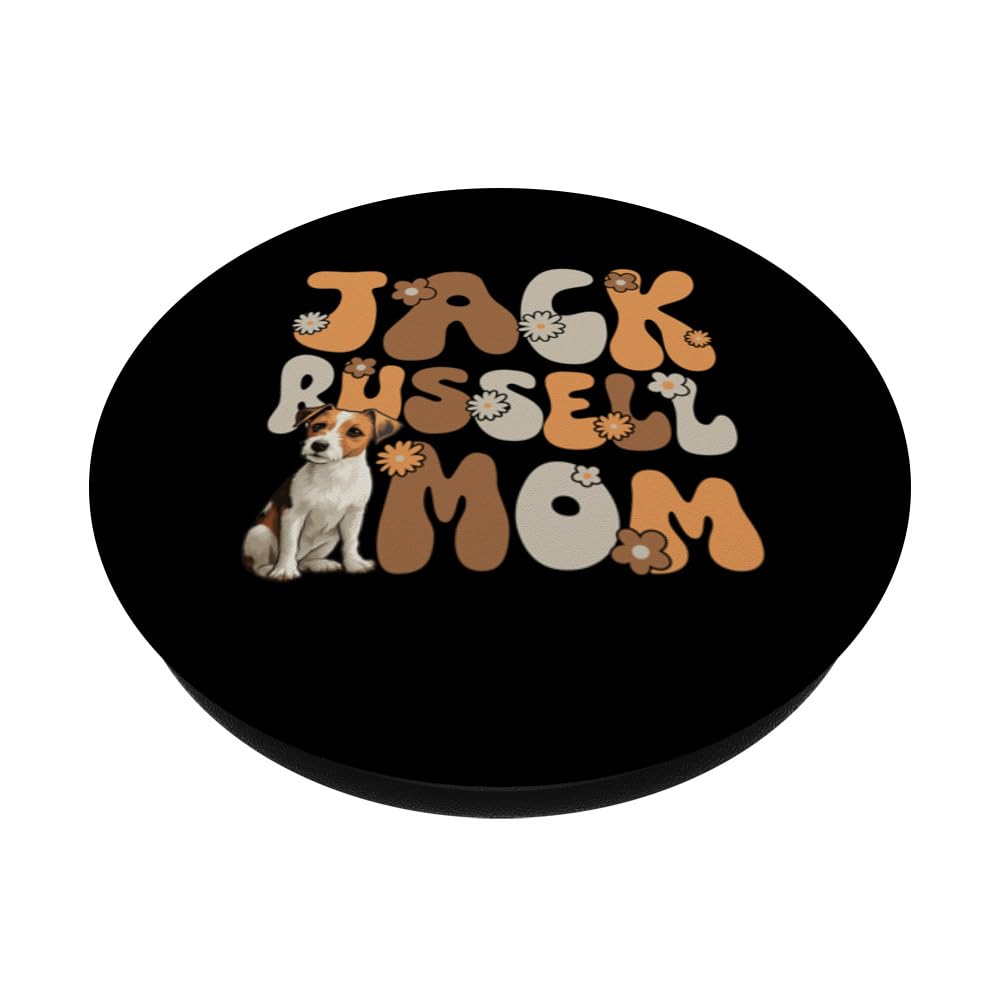 Jack Russell Terrier Groovy World's Best Jack Russell Mom PopSockets Swappable PopGrip, Black - Image 2