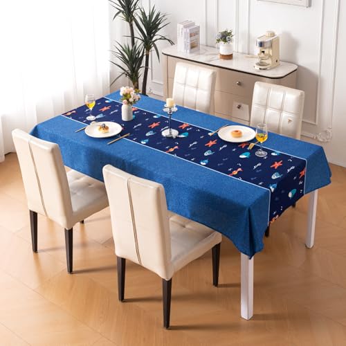 Image of HOKIPO Modern Grace Table Cloth for 4 Seater, 55x71 in, Coral Dream