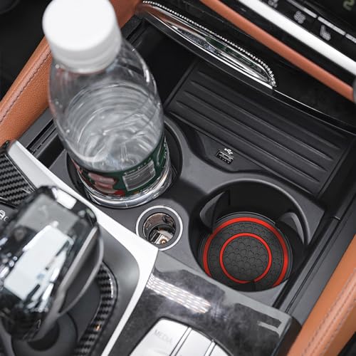 Image of Osilly 2 Pack Car Coasters for Cup Holder, 2.75 Inch No-Slip Anti Dust Insert Coaster, Universal Auto Waterproof Coasters Silicon Insulation Cup Mats for Woman Man, Suit for Vehicle Interior (Red)