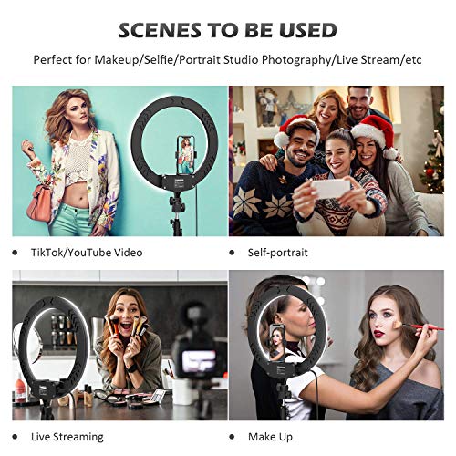Anel de luz 45 cm com suporte de tripé, 55W 5700K luz de anel LED selfie regulável com suporte de tr