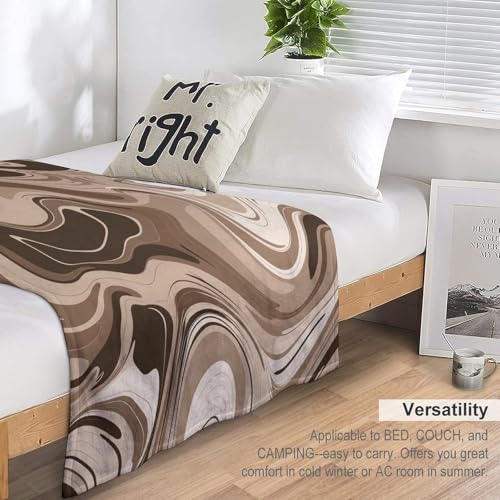 Couverture micro polaire taupe et blanc - Plaid lit et canapé - 5