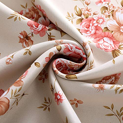 Image of Autumn Dream Rose Beige Blackout Soundproof Curtains Panels for Bedroom Grommet Top Floral Farmhouse Curtains Drapes for Living Room, Dining Room,52 by 96Inch