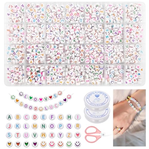 400 Perles Alphabet Et Cœurs - 7mm Pour Bracelets DIY, Création De Bijoux Personnalisés