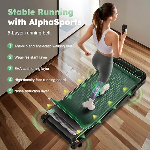 Alphasports Walking Pad Treadmill 4° Incline Under Desk Treadmill Walking Pad for Home Office Remote Control & LED Display 1-6 km/h Adjustable Speeds - Image 7