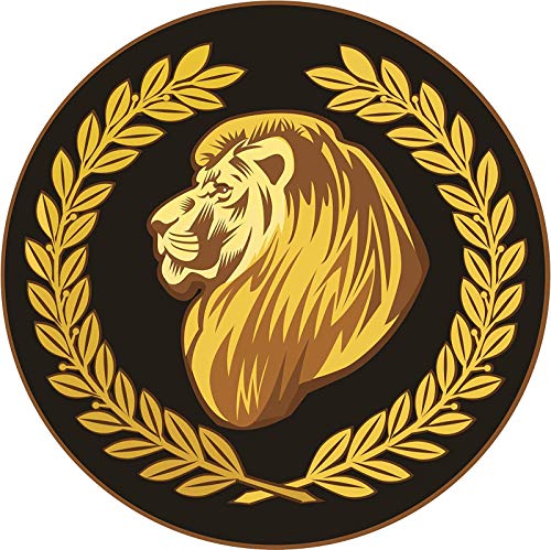 Cool Black and Gold Lion with Olive Branches Icon Round Metal 0.75" Lapel Pin Hat Shirt Pin Tie Tack Pinback2