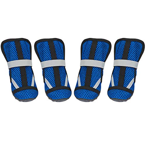 Hengu Bottes de Protection et Chaussons pour Chiens, Chaussures Antidérapantes pour Chiens avec Desgin Sangle Adhésive en Nylon pour Grimper ou Marcher Longtemps