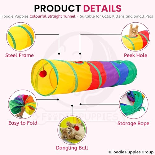 Image of Foodie Puppies Cat Toys Cat Tunnel Pet Tube Collapsible Play Toy Indoor Outdoor Kitty Puppy for Puzzle Exercising Hiding Training Toy | Cats, Kittens, Rabbits, Guinea Pigs & Puppies (Straight Tunnel)