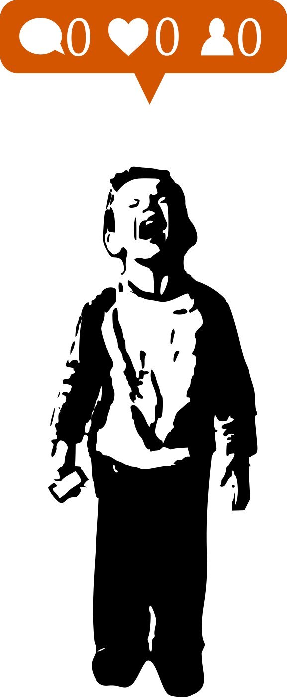 Broomsticker Boys Black/Orange Banksy Social Media Nobody Likes Me Wall Sticker Vinyl Art Wall Sticker Vinyl Wall Art Removable Decal (Medium: 60Cm X 145Cm / 24" X 57")