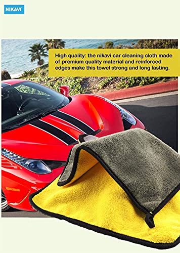 Image of NIKAVI Thick & Soft Absorbent Microfiber Wash Cloth for Auto Care | Car & Bike Cleaning Towel | Yellow & Gray - 30 x 30 cm (Pack of 2)