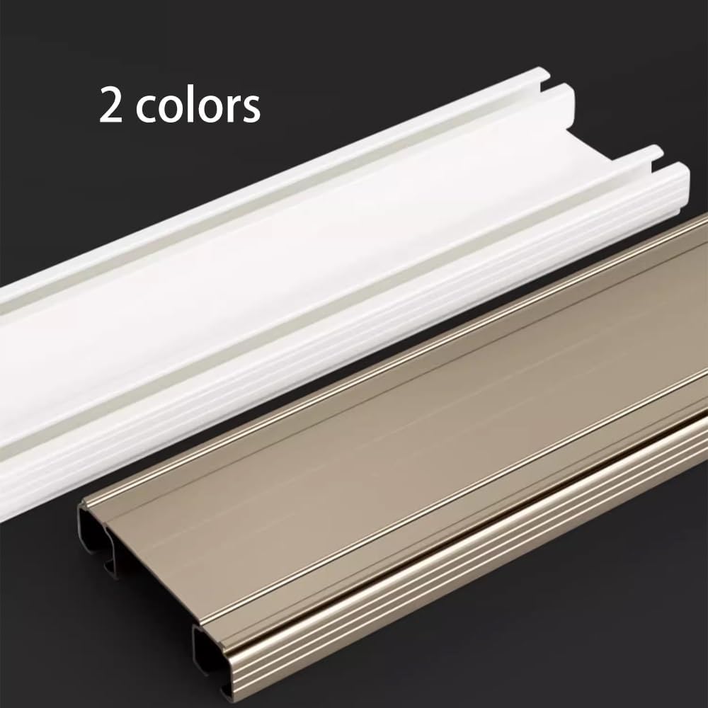 39インチ ダブルトラックカーテンレールセット - アルミ製天井カーテンレール、サイレントローラーでスムーズな滑りを実現 - ゴール