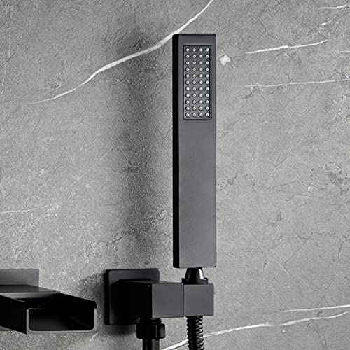 Robinet cascade avec douche murale noir mat pour baignoire moderne - 4