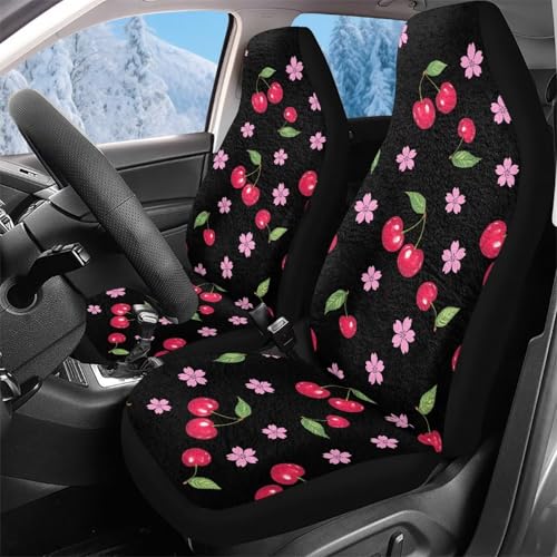 Housses de siège de voiture avant cerise 2 pièces housse couverture couvre sieges