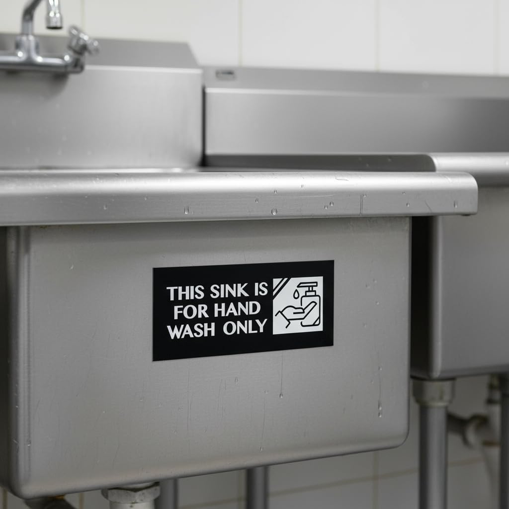 Acrylic Hand Wash Only Sign, Made in USA, Premium 7x3 Hand Washing Sink Only Sign, Kitchen Restaurant Compliance Signs, Durable Hygiene Reminder Sink Labels for Hospitals Clinics, with Stickers image 5