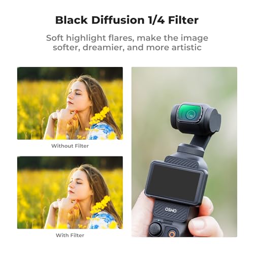 K&F CONCEPT 3-pack Filters Compatible with Osmo Pocket 3/4 - Magnetic CPL, Black-mist 1/4, VND2-32, Filter Kit Compatible with DJI Osmo Pocket 3/4, Polarizing, Black diffusion, Variable ND Filter