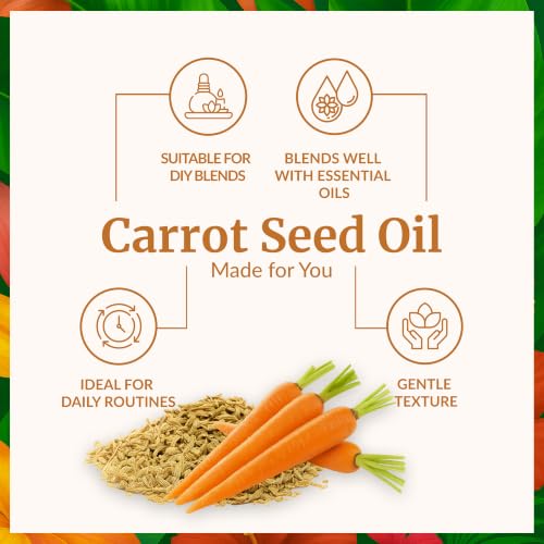 Image of SVA Carrot Seed Oil - 4 Fl Oz - for Face, Skin Care, Hair Care, Scalp Massage & Body Massage - Carrier Oil with Dropper