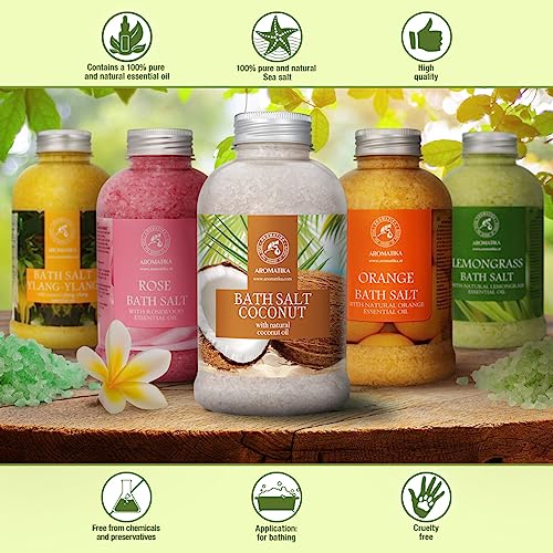 Bath Sea Salt COCONUT 21.16 Oz (600g) - Bath Salts with Natural Coconut Oil for Bath Soak - Relaxing Bath - Body Care - Muscle Relaxation - Good Sleep - Aromatherapy Bath Salts - Herb Bath Salt - Image 5