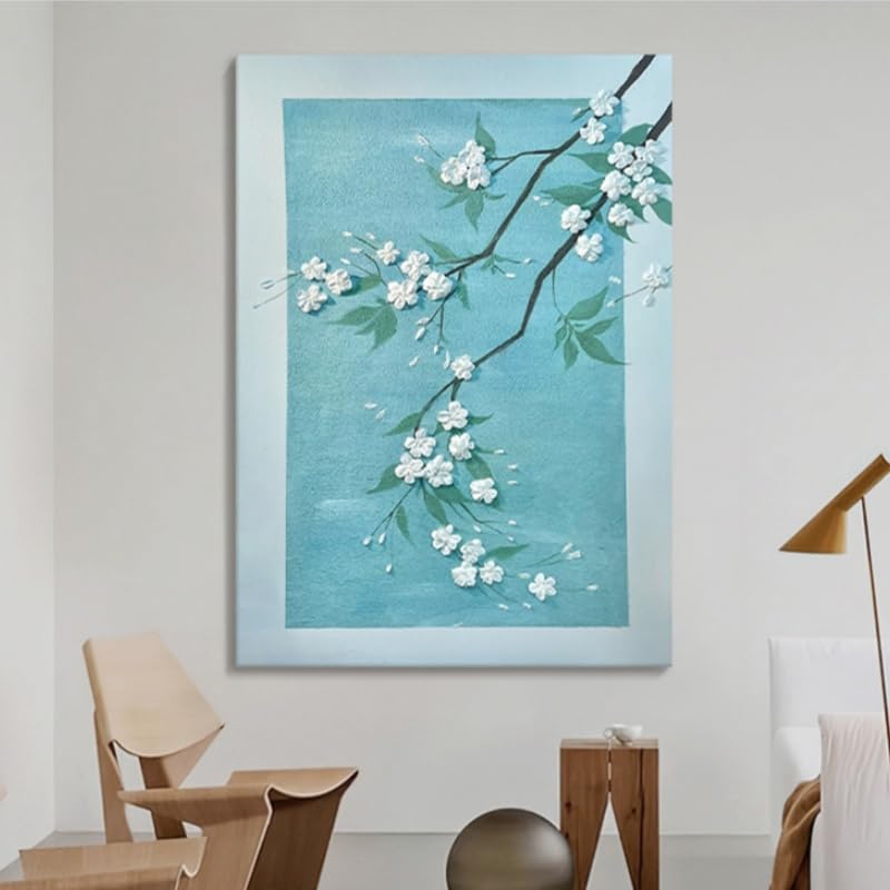 Générique Tableau Sur Toile, Peinture À L'Huile Peinte À La Main En Fleurs De Pêcher, Décoration Murale Moderne, Sans Cadre, Texture Originale, Art...