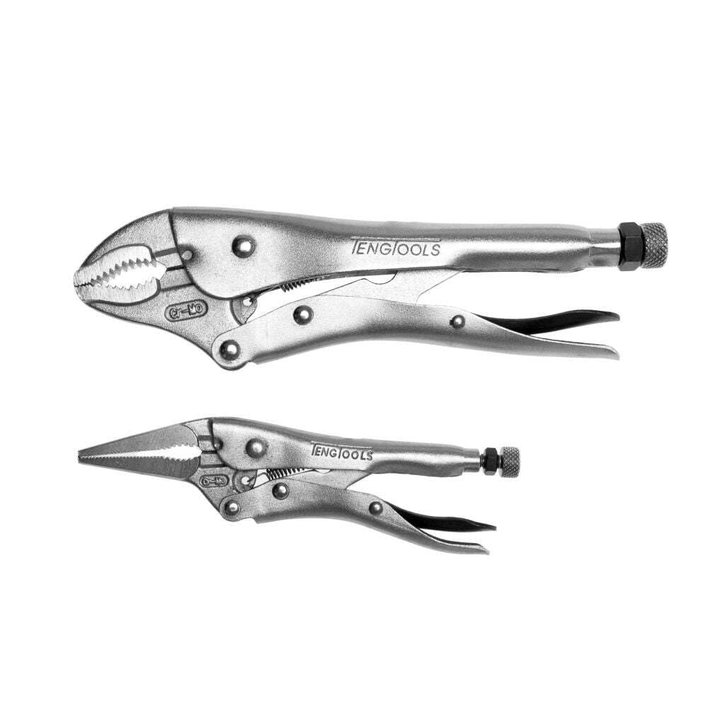 Teng 402 2 Piece Mole Grip Power Grip Plier Set 6in Long Nose 10in Curved Jaw