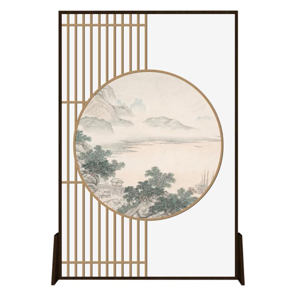 Privacy Screen Floor-standing Flower and Bird Screen Partition Chinese Landscape for Living Room Decorative Background Wall Room Divider