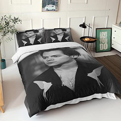Harry Styles Funda De Edredón, 3 Piezas Famous Singer Funda Nórdica Cama para Adultos Y Niños...