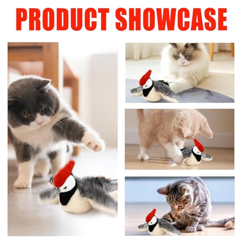Image of Yewmow Interactive Chirping Bird Cat Toy,2026 Upgrade Flapping Bird Cat Toys,Simulated Chirping Bird Cat Toys,Cat Stimulation Toys for Indoor Cats(Woodpecker 1pcs)