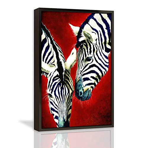 Canvas Wall Art Colorful Zebra Framed Wall Art Prints Painting Watercolor Animal Pictures For Living Room Bedroom Home Office Kitchen Wall Decor Artwork Abstract Paintings With Aluminum Black Frame For Home Modern Decoration 08X12Inch #TOP29
