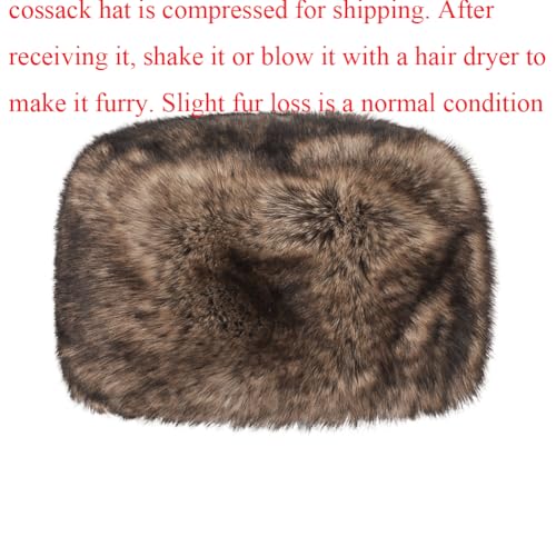 Image of Faux Fur Cossack Hat Fuzzy Trapper Trooper Hat Windproof Warm Russian Ushanka Winter Ski Hunting Cap Unisex
