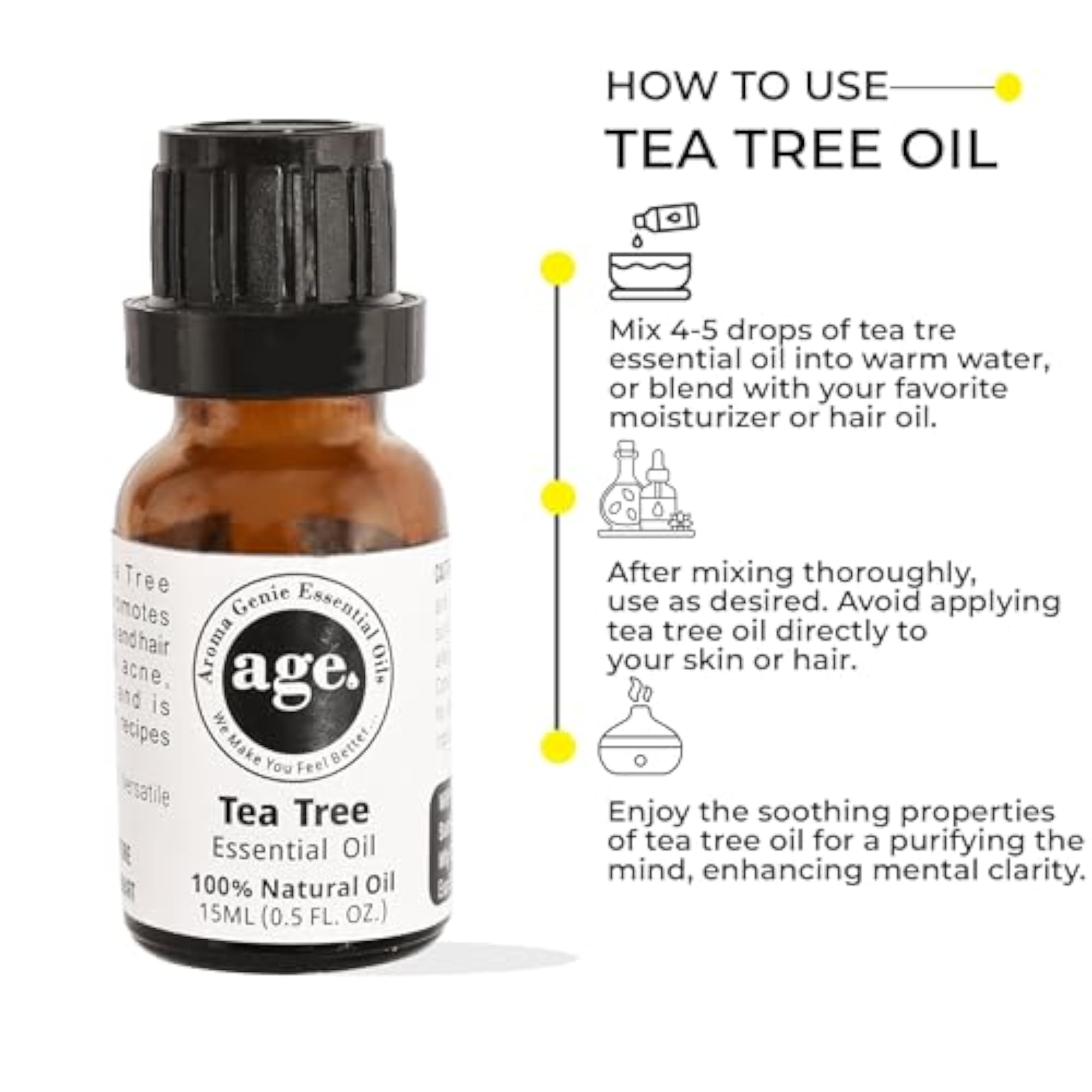 Aroma Genie Ylang Ylang & Tea Tree Essential Oil Combo, 15ml Each