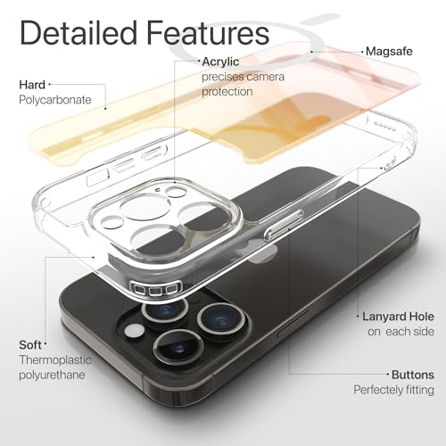 Image of Vaku Luxos TPU Eternity Magpro Back Cover Case For iPhone 15 Pro Max Scratch Resistant Slim Fit Protective Design Military-Grade Protection Compatible With Mag-Safe Wireless Charging-Yellow & Orange