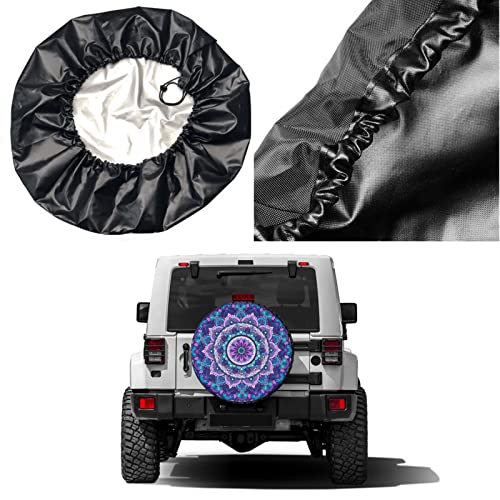Image of Bohemian Style Mandala Print Spare Tire Cover Dust-Proof Wheel Tire Cover Fit Trailer, RV, SUV and Many Vehicle 14 Inch