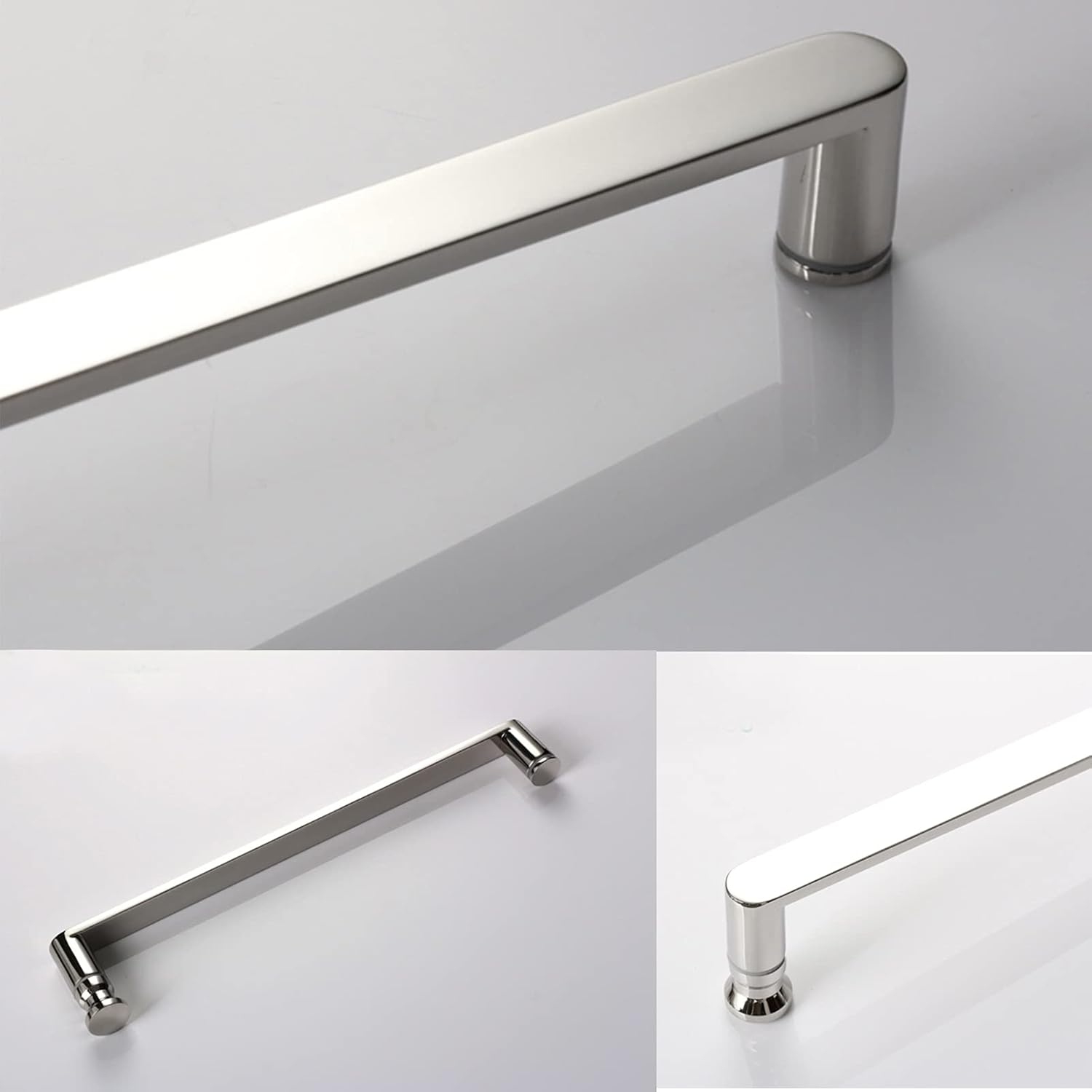 Pull Push Glass Door Pull Handle，Stainless Steel Shower Door Knob，Polish Chrome Towel Bar，Shower Screen Door Button with Bathroom Accessories (Size : 350mm)