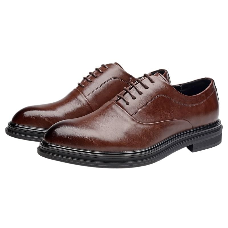 Working Men Formal Shoes Dress Oxford Calfskin Leather Lace-up Brogue Party Non Slip Rubber Sole Low Top Shoe2