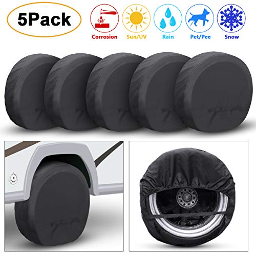 TRAVER DREAM Tire Covers Set of 5 for Rv Travel Trailer Camper, Wheel