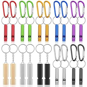 Safety Whistle Whistles with Lanyard Aluminum Keychain Whistle Safety Hiking Whistle Double-Tube Survival Whistles Loud Camping Whistle Whistle for Outdoor Hiking Hunting Fishing Boating