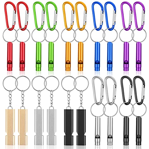 Frienda Safety Whistle Whistles with Lanyard Aluminum Keychain Whistle Safety Hiking Whistle Double-Tube Survival Whistles Loud Camping Whistle Whistle for Outdoor Hiking Hunting Fishing Boating