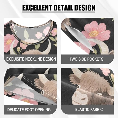 senya High Cows with Flowers A Summer Pajamas Set Short Cotton Sleepwear 2 Piece4