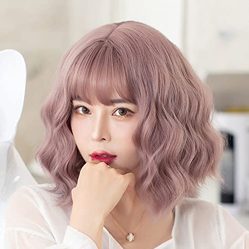 HuaLiSiJi Parrucca Rosa Parrucca Caschetto Rosa