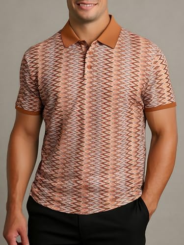 Alex Vando Mens Lace Polo Shirts Fashion Vibrant Short Sleeve Casual Shirts for Men