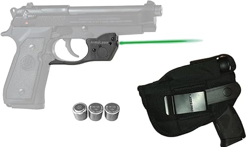 Kit láser para Beretta 92 96 M9 92FS 96FS con ArmaLaser TR20GS  TR20G  TR20-G mira láser verde más funda táctica LASERPRO y 2 battiers adicionales