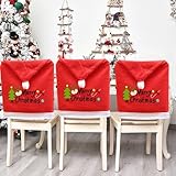 Generisch 6 Stück Weihnachts Stuhlüberwurf 60x50 cm - Waschbare Dekorative Stuhlbezüge mit Santa & Rentier Motiv - Gemütliche Weihnachtsdekoration für Zuhause