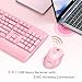 MEETION Wireless Keyboard and Mouse, Full-Sized Cordless Keyboard with Wrist Rest, 3 DPI Adjustable Mouse, Keyboard and Mouse Set with 2.4GHz USB Receiver, for PC/Computer/Laptop/Windows/Mac, Pink
