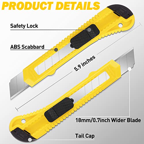 Image of DIYSELF 14 Pack Box Cutter Retractable, 18mm Box Knife, Utility Knife Retractable with Snap Off Blade, Box Opener for Home, Cutter Knives for Cardboard, Art, Craft